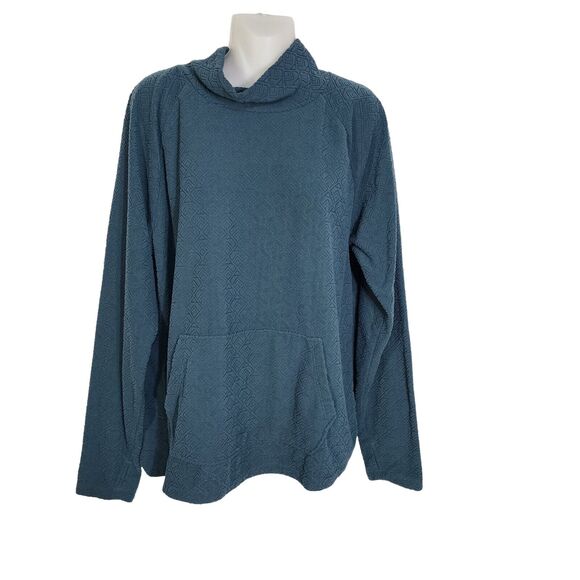 Eddie Bauer Women Sweatshirt Size TL Quest Fleece Funnel Neck Pullover Thumbhole - Picture 1 of 10